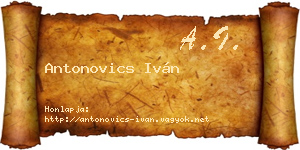 Antonovics Iván névjegykártya